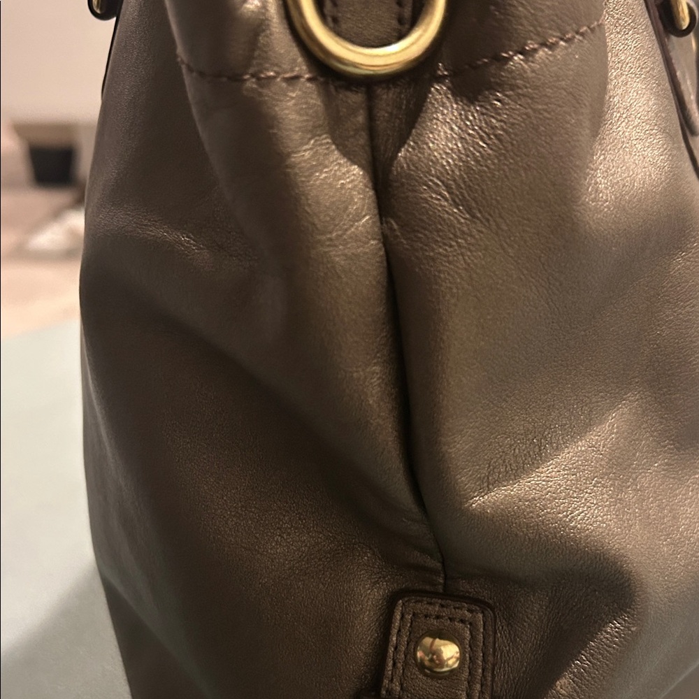 Coach Ashley Metallic Steel Leather Carryall Satchel Handbag NWOT - Picture 6 of 8